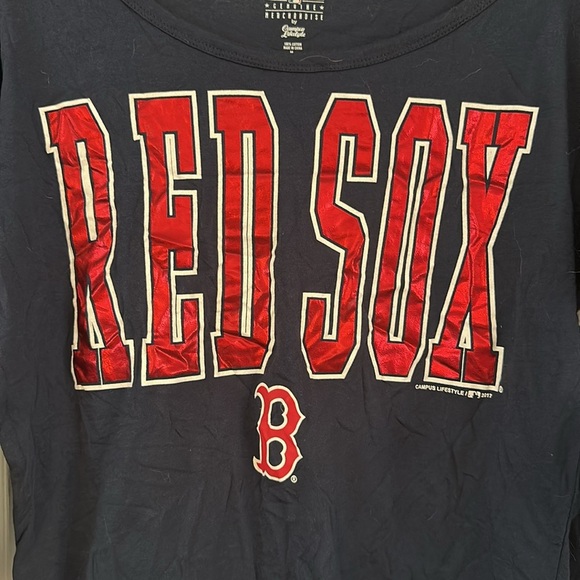 NWT Campus Lifestyle Baseball Boston Red Sox Navy Blue Long Sleeve Shirt Size M - Picture 5 of 8